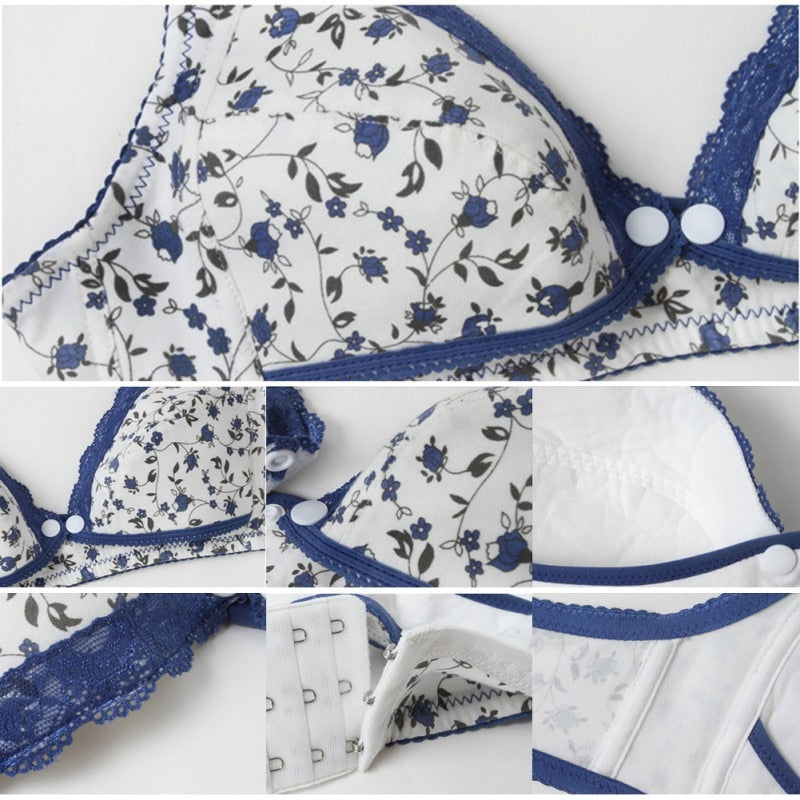 Floral Print PusY Up Lace Bralette B Cup Bra Women Wireless Bras Sexy