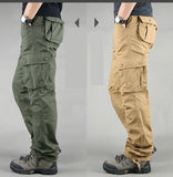 FALIZA Men's Cargo Pants Multi Pockets Military Style Tactical Pants Cotton Men's Outwear Straight Casual Trousers for Men CK102
