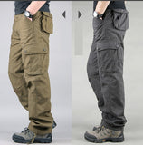 FALIZA Men's Cargo Pants Multi Pockets Military Style Tactical Pants Cotton Men's Outwear Straight Casual Trousers for Men CK102