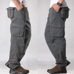 FALIZA Men's Cargo Pants Multi Pockets Military Style Tactical Pants Cotton Men's Outwear Straight Casual Trousers for Men CK102