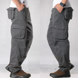 FALIZA Men's Cargo Pants Multi Pockets Military Style Tactical Pants Cotton Men's Outwear Straight Casual Trousers for Men CK102
