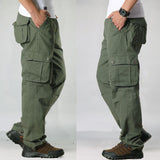 FALIZA Men's Cargo Pants Multi Pockets Military Style Tactical Pants Cotton Men's Outwear Straight Casual Trousers for Men CK102