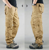 FALIZA Men's Cargo Pants Multi Pockets Military Style Tactical Pants Cotton Men's Outwear Straight Casual Trousers for Men CK102