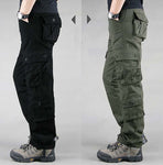 FALIZA Men's Cargo Pants Multi Pockets Military Style Tactical Pants Cotton Men's Outwear Straight Casual Trousers for Men CK102