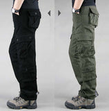 FALIZA Men's Cargo Pants Multi Pockets Military Style Tactical Pants Cotton Men's Outwear Straight Casual Trousers for Men CK102