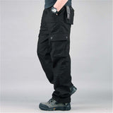FALIZA Men's Cargo Pants Multi Pockets Military Style Tactical Pants Cotton Men's Outwear Straight Casual Trousers for Men CK102