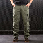 FALIZA Men's Cargo Pants Multi Pockets Military Style Tactical Pants Cotton Men's Outwear Straight Casual Trousers for Men CK102