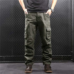 FALIZA Men's Cargo Pants Multi Pockets Military Style Tactical Pants Cotton Men's Outwear Straight Casual Trousers for Men CK102