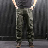 FALIZA Men's Cargo Pants Multi Pockets Military Style Tactical Pants Cotton Men's Outwear Straight Casual Trousers for Men CK102
