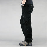 FALIZA Men's Cargo Pants Multi Pockets Military Style Tactical Pants Cotton Men's Outwear Straight Casual Trousers for Men CK102