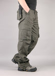 FALIZA Men's Cargo Pants Multi Pockets Military Style Tactical Pants Cotton Men's Outwear Straight Casual Trousers for Men CK102