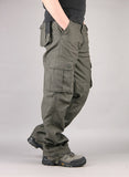 FALIZA Men's Cargo Pants Multi Pockets Military Style Tactical Pants Cotton Men's Outwear Straight Casual Trousers for Men CK102