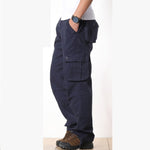 FALIZA Men's Cargo Pants Multi Pockets Military Style Tactical Pants Cotton Men's Outwear Straight Casual Trousers for Men CK102