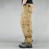 FALIZA Men's Cargo Pants Multi Pockets Military Style Tactical Pants Cotton Men's Outwear Straight Casual Trousers for Men CK102