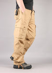 FALIZA Men's Cargo Pants Multi Pockets Military Style Tactical Pants Cotton Men's Outwear Straight Casual Trousers for Men CK102