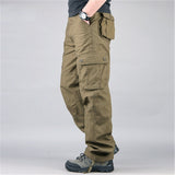FALIZA Men's Cargo Pants Multi Pockets Military Style Tactical Pants Cotton Men's Outwear Straight Casual Trousers for Men CK102