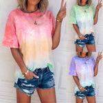 Nebula Printed Women T-Shirt Tops Tie Dye Ladies Tshirt Tee Shirt Short Sleeve Summer Round Neck Fashion Female Tops T Shirt D30