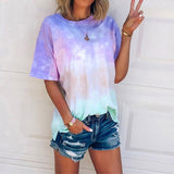 Nebula Printed Women T-Shirt Tops Tie Dye Ladies Tshirt Tee Shirt Short Sleeve Summer Round Neck Fashion Female Tops T Shirt D30