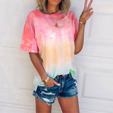 Nebula Printed Women T-Shirt Tops Tie Dye Ladies Tshirt Tee Shirt Short Sleeve Summer Round Neck Fashion Female Tops T Shirt D30