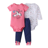baby boy girl clothes cartoon set long sleeve o-neck bodysuit+pants newborn clothing unisex new born costume cotton 2020
