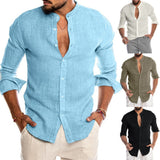 2020 New Men's Casual Blouse Cotton Linen Shirt Loose Tops Short Sleeve Tee Shirt Spring Autumn Summer Casual Handsome Men Shirt