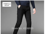 Pants Men Business Straight Cotton Trousers Stretch Man Elastic Slim Fit Casual Big Plus Size 42 44 46 Black Khaki Red Blue Pant