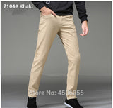 Pants Men Business Straight Cotton Trousers Stretch Man Elastic Slim Fit Casual Big Plus Size 42 44 46 Black Khaki Red Blue Pant