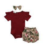 Newborn Baby Girls Clothes Sets 2020 Summer Short Sleeve Bowtie Romper+Shorts Dress+Headband Infant baby girl clothing outfit