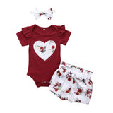 Newborn Baby Girls Clothes Sets 2020 Summer Short Sleeve Bowtie Romper+Shorts Dress+Headband Infant baby girl clothing outfit