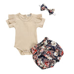 Newborn Baby Girls Clothes Sets 2020 Summer Short Sleeve Bowtie Romper+Shorts Dress+Headband Infant baby girl clothing outfit