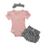 Newborn Baby Girls Clothes Sets 2020 Summer Short Sleeve Bowtie Romper+Shorts Dress+Headband Infant baby girl clothing outfit