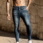 Casual Men Pants Fashion Washed Denim Pants Hip Hop Jeans Streetwear Slim Fit Stretch Biker Jeans Male Pencil Denim Trouser