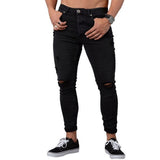 Casual Men Pants Fashion Washed Denim Pants Hip Hop Jeans Streetwear Slim Fit Stretch Biker Jeans Male Pencil Denim Trouser