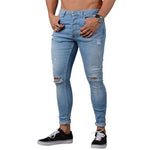 Casual Men Pants Fashion Washed Denim Pants Hip Hop Jeans Streetwear Slim Fit Stretch Biker Jeans Male Pencil Denim Trouser