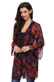 Sale Women Fashion Skull Printed Chiffon Kimono Coat Female 2020 Summer Casual Flare Sleeve Chiffon Cardigan Lady Daily Wear D30