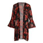Sale Women Fashion Skull Printed Chiffon Kimono Coat Female 2020 Summer Casual Flare Sleeve Chiffon Cardigan Lady Daily Wear D30