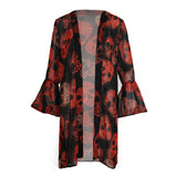 Sale Women Fashion Skull Printed Chiffon Kimono Coat Female 2020 Summer Casual Flare Sleeve Chiffon Cardigan Lady Daily Wear D30
