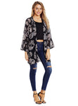 Sale Women Fashion Skull Printed Chiffon Kimono Coat Female 2020 Summer Casual Flare Sleeve Chiffon Cardigan Lady Daily Wear D30