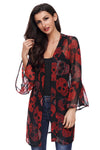 Sale Women Fashion Skull Printed Chiffon Kimono Coat Female 2020 Summer Casual Flare Sleeve Chiffon Cardigan Lady Daily Wear D30