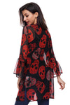 Sale Women Fashion Skull Printed Chiffon Kimono Coat Female 2020 Summer Casual Flare Sleeve Chiffon Cardigan Lady Daily Wear D30