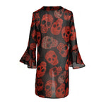 Sale Women Fashion Skull Printed Chiffon Kimono Coat Female 2020 Summer Casual Flare Sleeve Chiffon Cardigan Lady Daily Wear D30