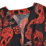 Sale Women Fashion Skull Printed Chiffon Kimono Coat Female 2020 Summer Casual Flare Sleeve Chiffon Cardigan Lady Daily Wear D30