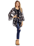 Sale Women Fashion Skull Printed Chiffon Kimono Coat Female 2020 Summer Casual Flare Sleeve Chiffon Cardigan Lady Daily Wear D30