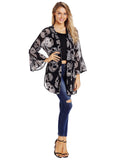 Sale Women Fashion Skull Printed Chiffon Kimono Coat Female 2020 Summer Casual Flare Sleeve Chiffon Cardigan Lady Daily Wear D30