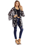 Sale Women Fashion Skull Printed Chiffon Kimono Coat Female 2020 Summer Casual Flare Sleeve Chiffon Cardigan Lady Daily Wear D30
