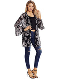 Sale Women Fashion Skull Printed Chiffon Kimono Coat Female 2020 Summer Casual Flare Sleeve Chiffon Cardigan Lady Daily Wear D30